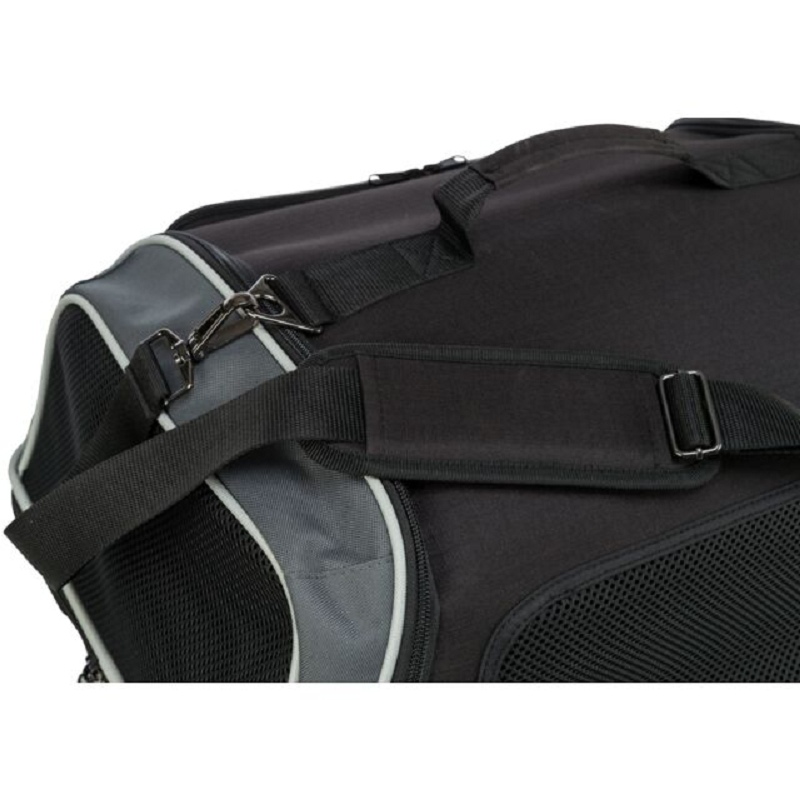 Sac de transport cabine avion Boarding Trixie noir et gris 55x23x40 cm pour chat et petit chien jusqu'à 7kg fond amovible