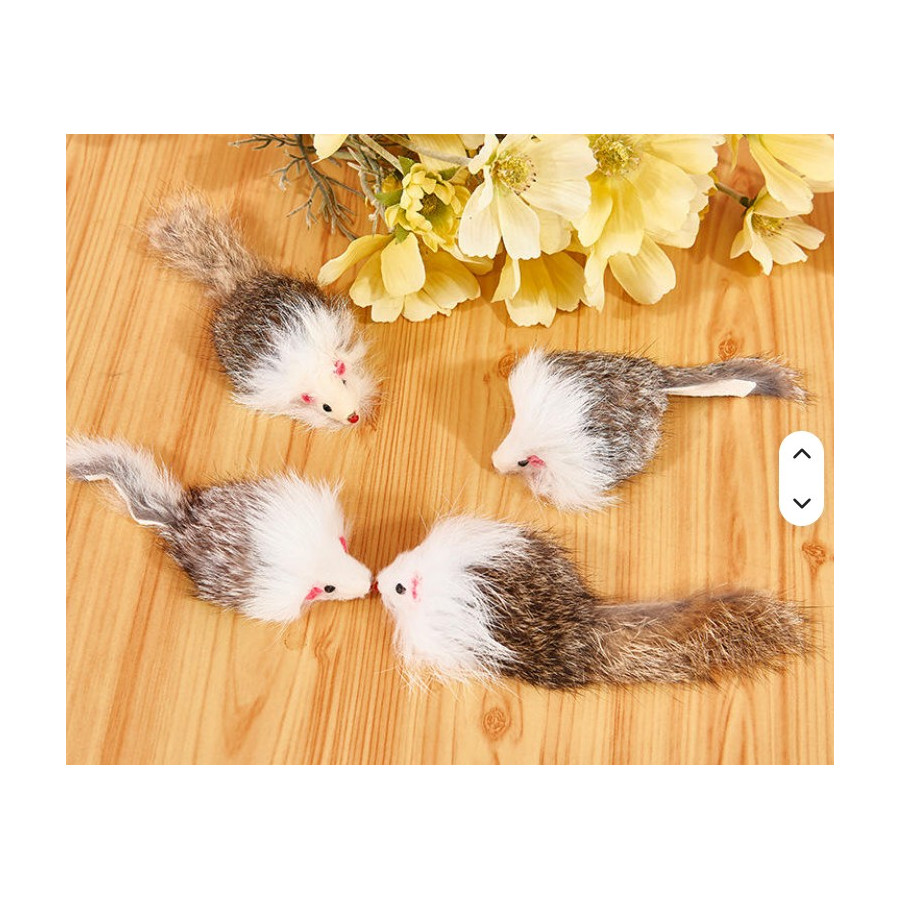 Ratón de piel de conejo natural para gatos | Juguete de 13 cm