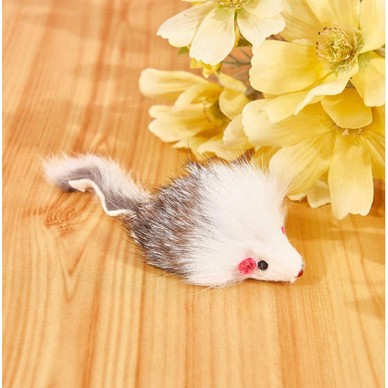 Katzenmaus aus natürlichem Kaninchenfell | 13 cm Spielzeug
