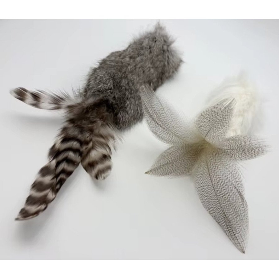 Plüschkatze und -kaninchen mit Quietscher | Natur 17 cm