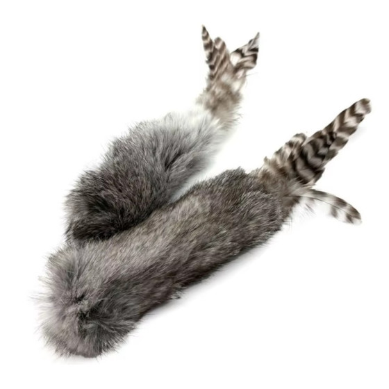 Giocattolo peloso a forma di gatto e coniglio con fischietto | Naturale 17 cm