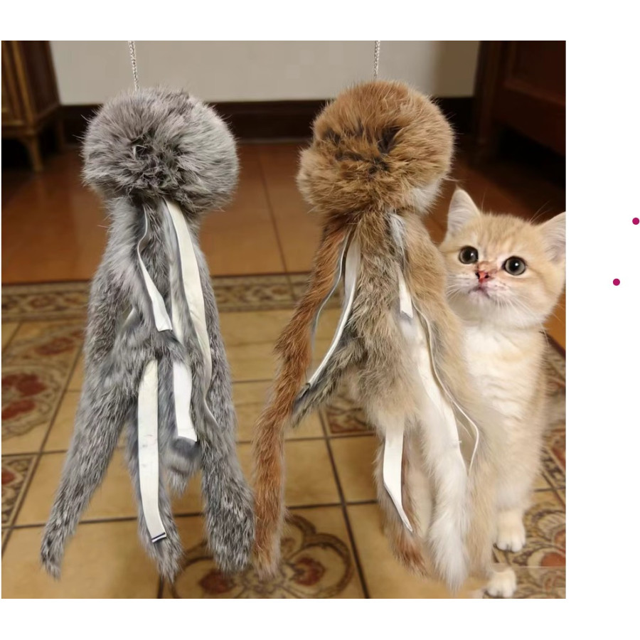 Pulpo de juguete peludo para conejos y gatos | Recambio de caña de pescar