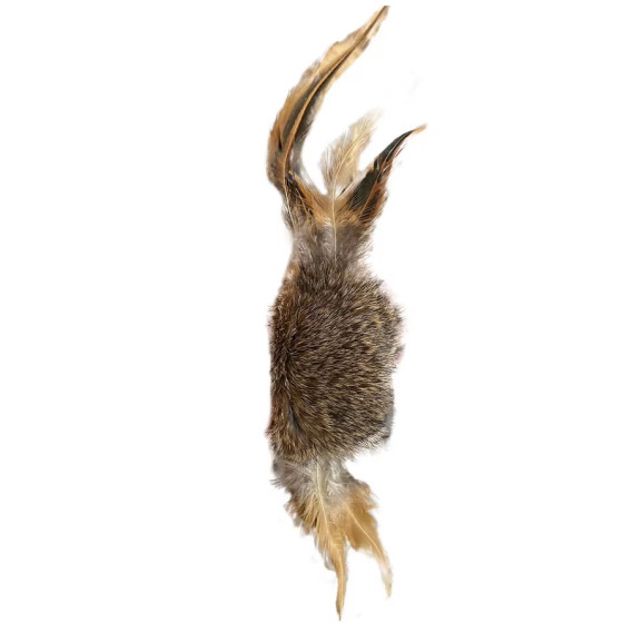 Jouet naturel pour chat en véritable peau de lapin avec plumes taille 10 cm idéal pour stimuler l'instinct de chasse