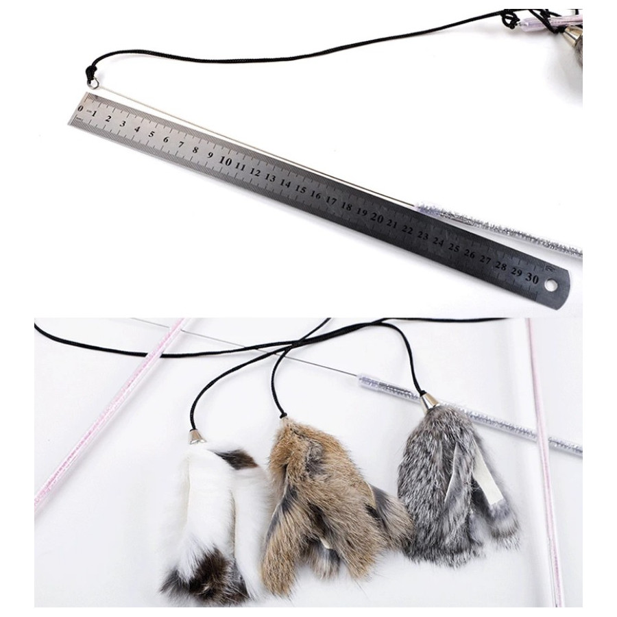 Retractable Cat Fishing Rod | Rabbit Fur
