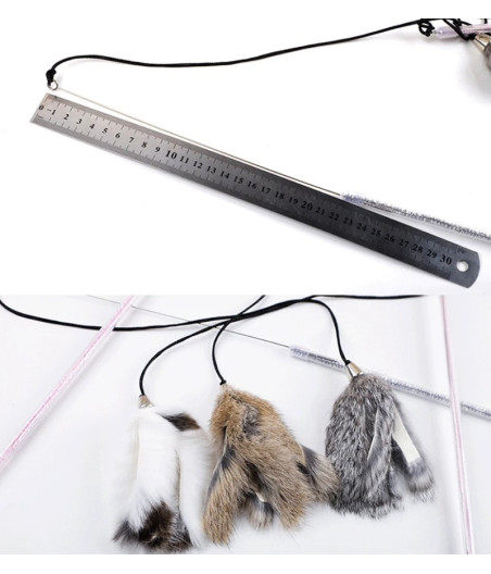Retractable Cat Fishing Rod | Rabbit Fur