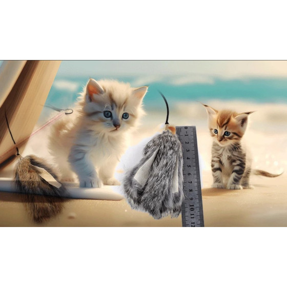 Einziehbare Katzenangelrute | Kaninchenfell