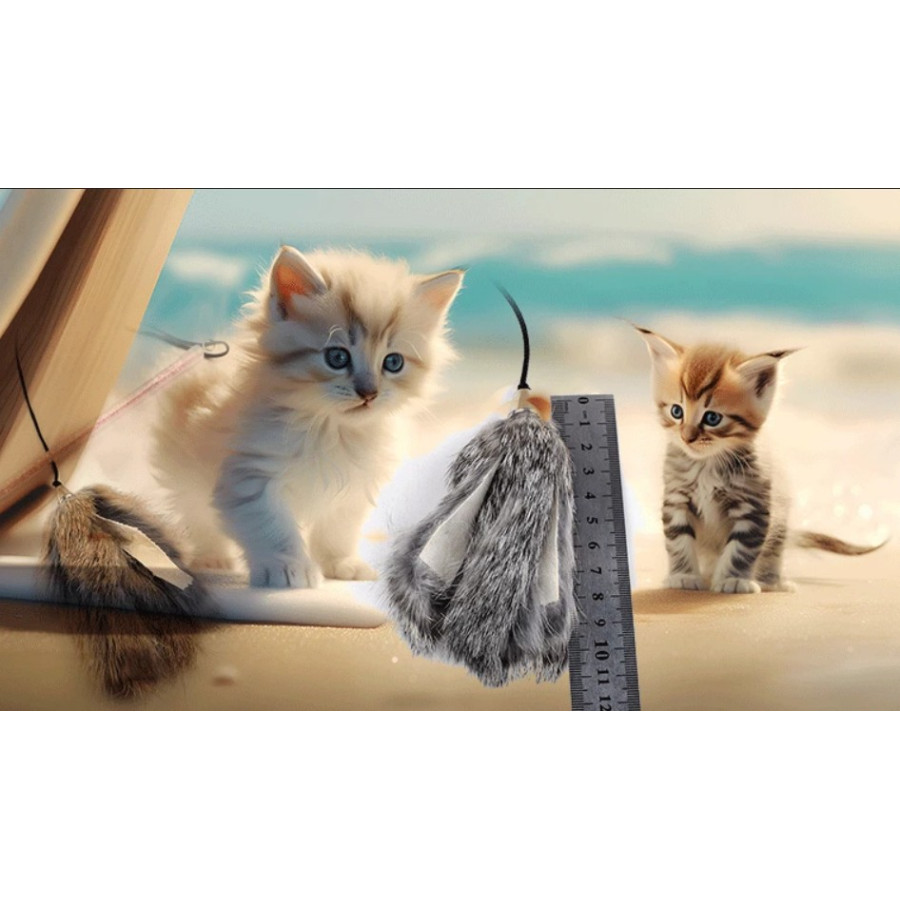 Retractable Cat Fishing Rod | Rabbit Fur