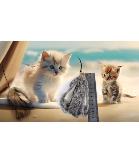 Caña de pescar retráctil para gatos | Piel de conejo