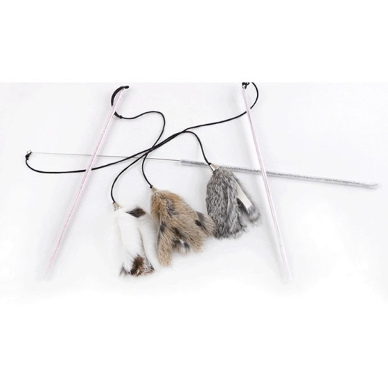 Retractable Cat Fishing Rod | Rabbit Fur