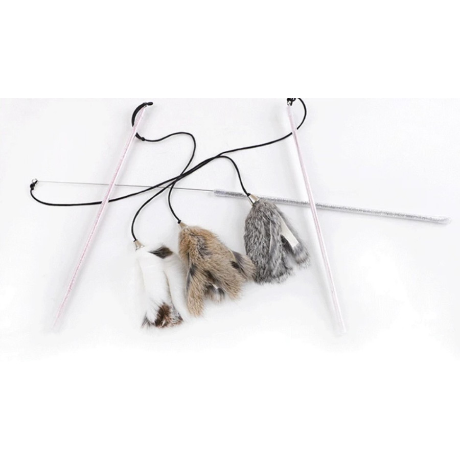 Retractable Cat Fishing Rod | Rabbit Fur