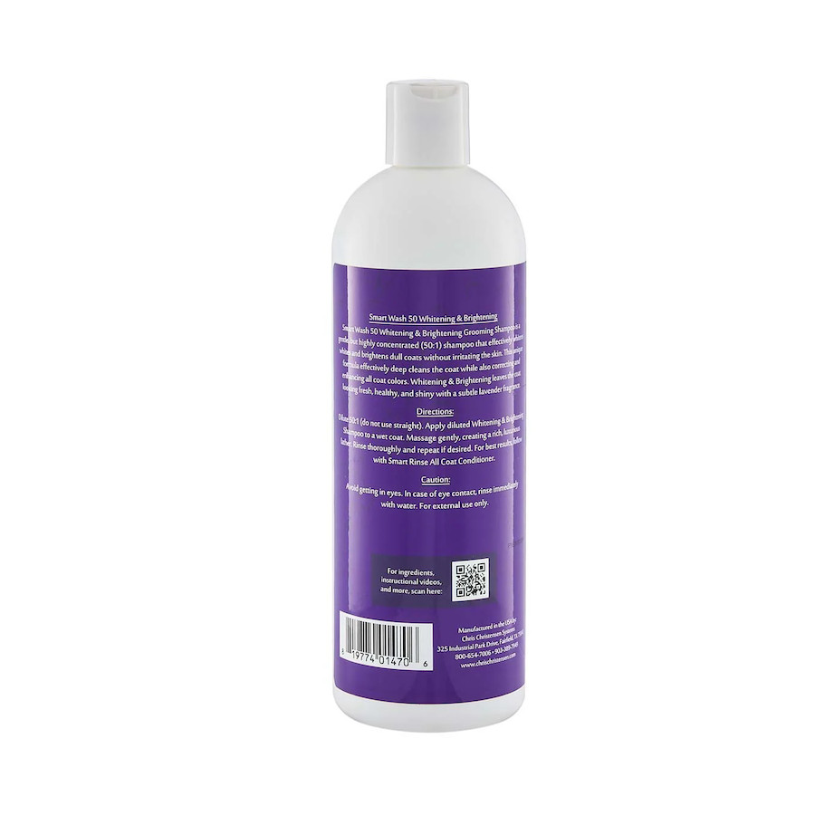 Shampoing concentré SmartWash 50 Whitening Chris Christensen 473 ml blanchir et raviver les couleurs des chiens et chats