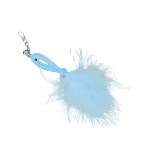 Recharge interactive à l'unité en forme de petit poisson avec plumes colorées à accrocher sur une canne à pêche pour chat