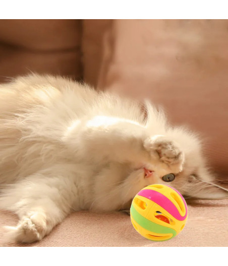 Pelota hueca multicolor con cascabel para gatos - 4,5 cm