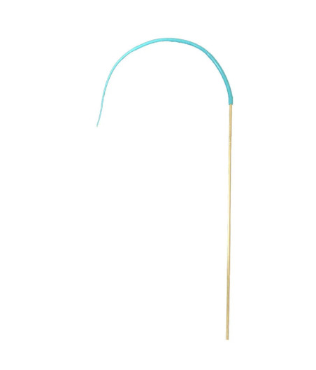 Jouet interactif canne à pêche pour chat avec bâton en bois naturel et embout en silicone flexible imitant une queue de souris