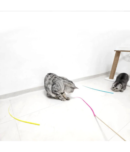 Schwanzspielzeug für Katze und Maus | Holz & Silikon, 78 cm