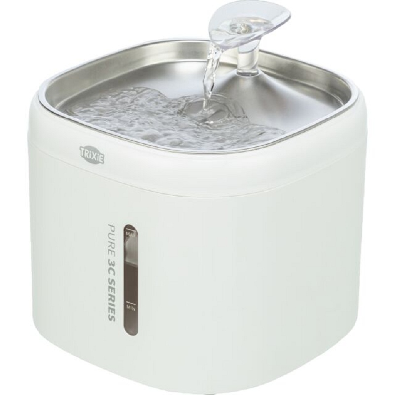 Fontaine à eau Aqua Pure Trixie  pour chien et chat avec gamelle en acier inoxydable, pompe à induction et filtre
