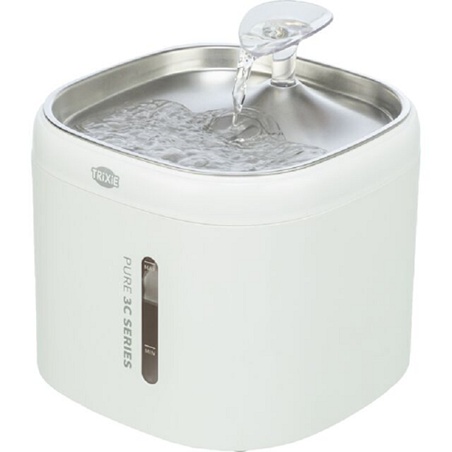 Fontaine à eau Aqua Pure Trixie  pour chien et chat avec gamelle en acier inoxydable, pompe à induction et filtre