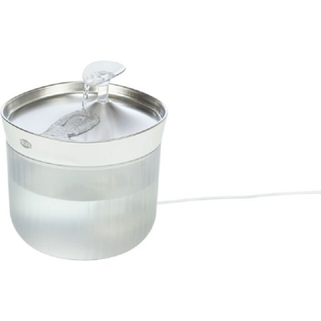 Fontaine à eau Aqua Clear Trixie blanche pour chien et chat avec gamelle en acier inoxydable,