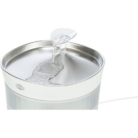Fontaine à eau Aqua Clear Trixie blanche pour chien et chat avec gamelle en acier inoxydable,