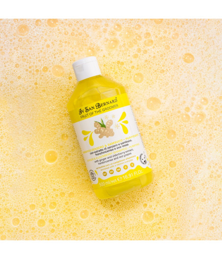 Shampoing apaisant Sureau et Gingembre IVSB pour soulager les démangeaisons et assainir la peau irritée du chien et chat