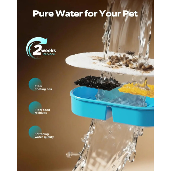 Fontaine à eau sans fil 2,6L en acier inoxydable pour chat et chien avec détecteur de mouvement, 3 modes et pompe silencieuse
