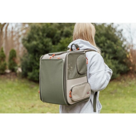 Trixie, Trixie Rocco Expandable Dog Carrier Backpack - Beige and Olive Green