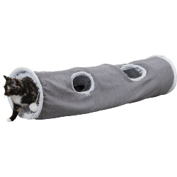 Trixie, Túnel de juegos para gatos Harvey de Trixie, gris - ø 27 x 116 cm