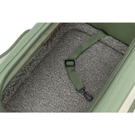 Sac de transport souple Marlon beige et vert olive Trixie pour petit chien jusqu'à 7 kg, avec filets d'aération