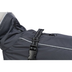 Manteau imperméable et coupe-vent Calvi Trixie pour chien avec col extra-haut, fermetures pour harnais et bandes réfléchissantes