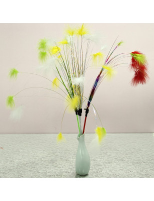 Jouet interactif plumeau pour chat avec véritable bouquet de plumes longueur pour stimuler l'instinct de chasse