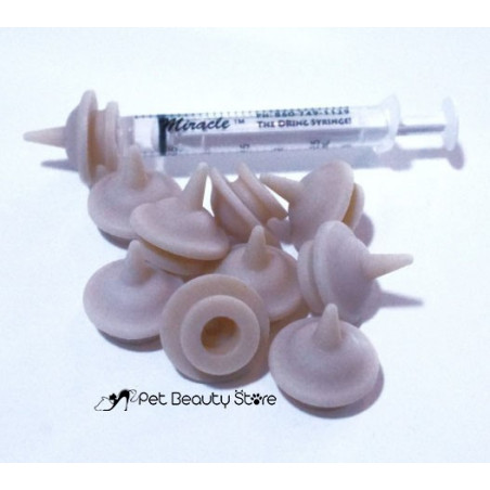 Set of 10 Miracle Nipple mini teats + 1 syringe 3 ml