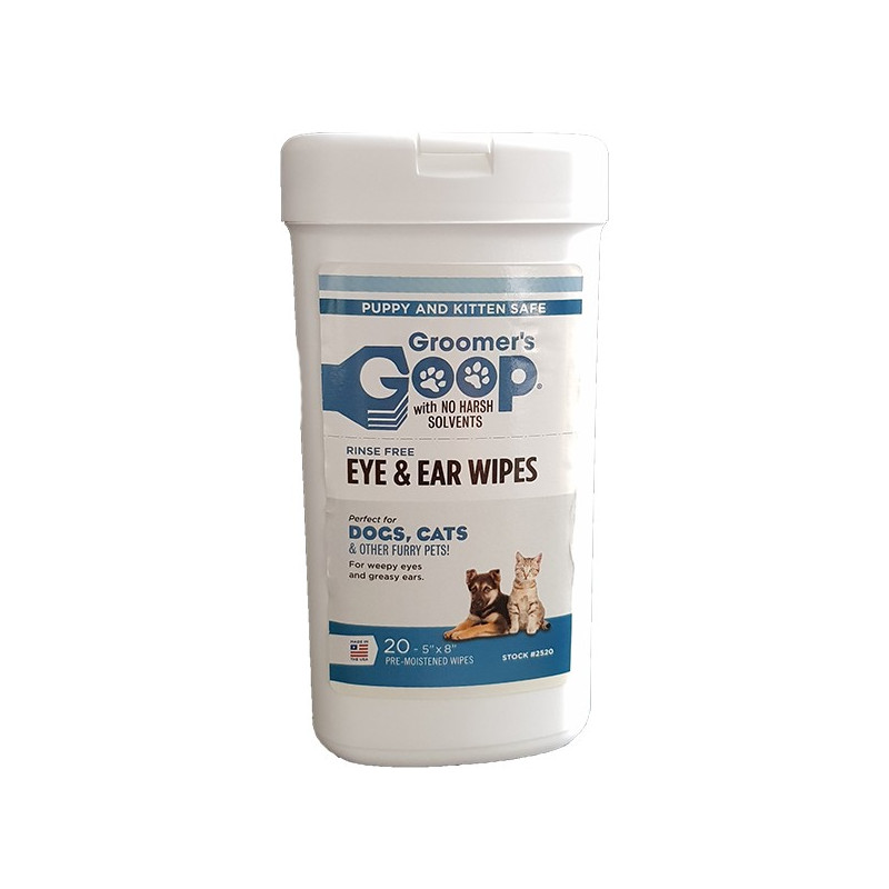 Eye and Ear Wipes for Puppy and Kitten, Groomer's Goop, 20 pcs