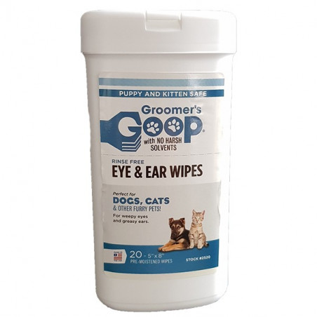 Lingettes yeux et oreilles pour  chiot et chaton, Groomer's Goop, 20 pcs
