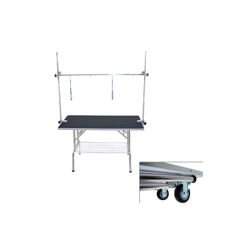 Folding table with double gallows (with wheels) Folding table with double gallows (with wheels)
