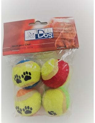 Lot de 4 balles de tennis mini pour chat