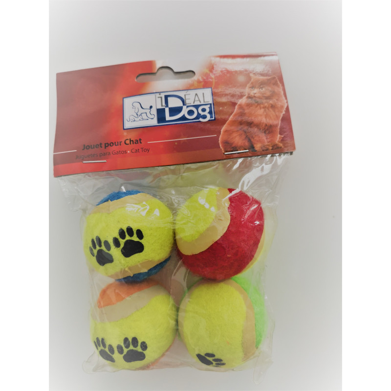 Lot de 4 balles de tennis mini pour chat