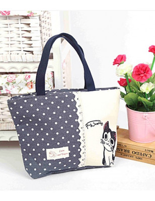 Cat print canvas bag