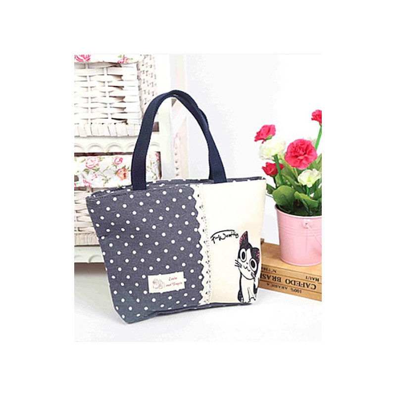 Cat print canvas bag