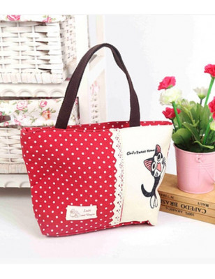 Cat print canvas bag