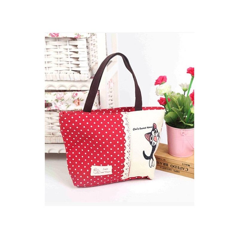 Cat print canvas bag