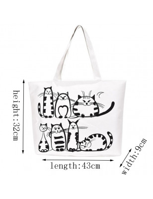 Bolso de lona con estampado de gato de dibujos animados