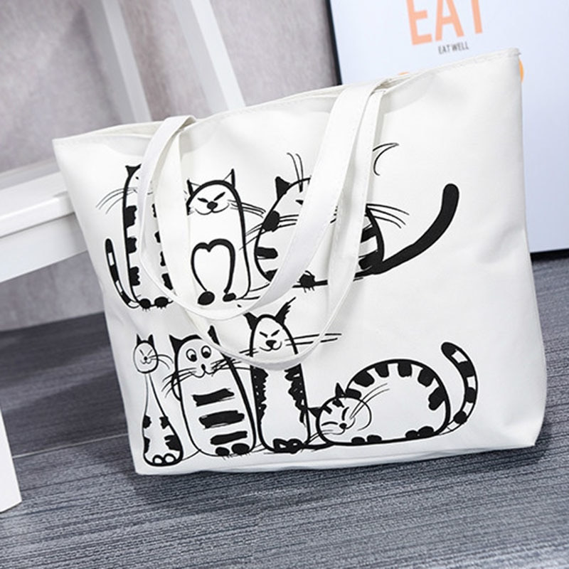 Sac en toile imprimé chat bande dessinée