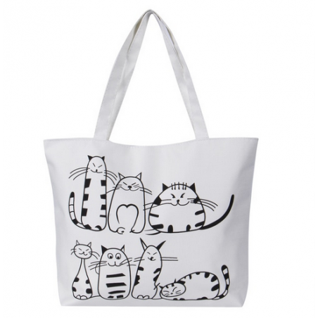 Sac en toile imprimé chat bande dessinée
