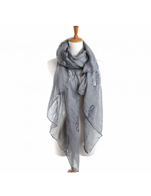 Gray cat print scarf