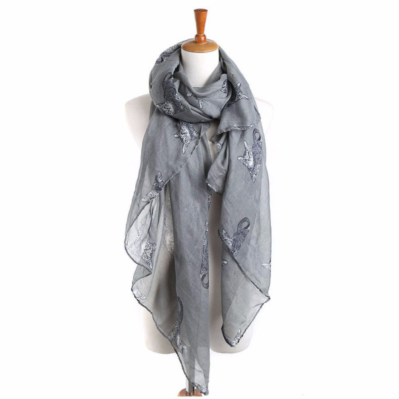 Foulard  imprimé chat gris