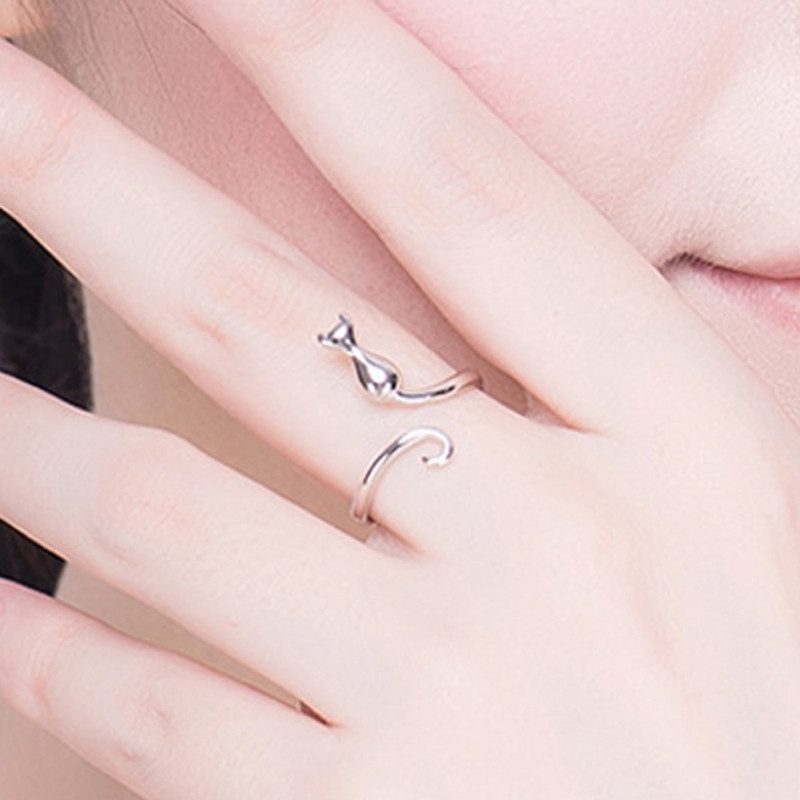 Bague chat enlacé