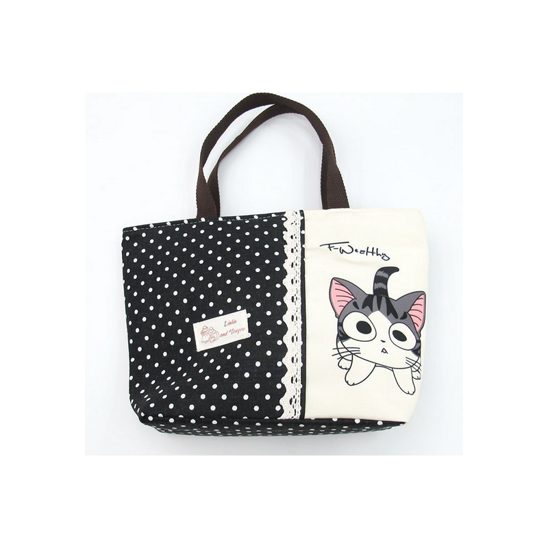 Cat print canvas bag