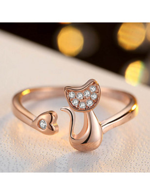 anillo de gato con diamantes de imitación