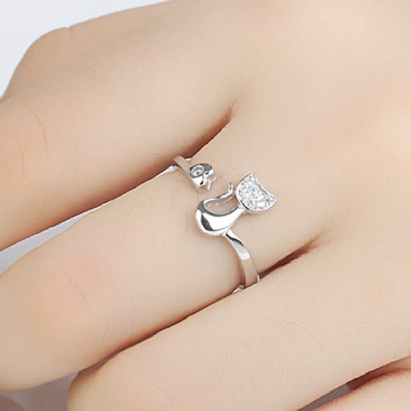 Anello gatto con strass