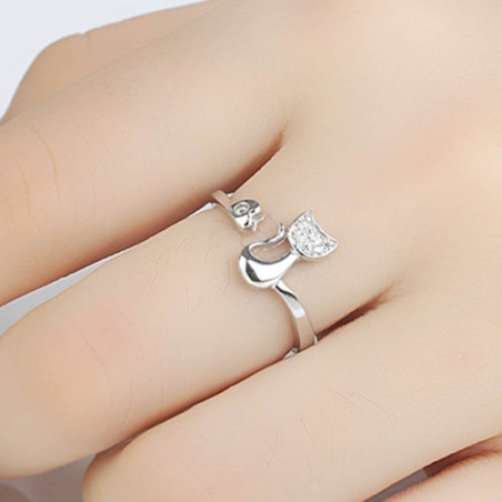 Bague chat strass